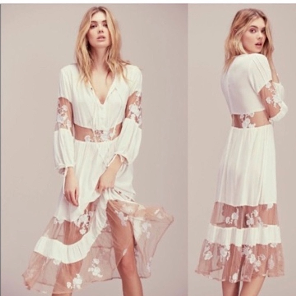 For Love and Lemons Eva midi dress white lace